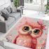 Cute pink owl with a bow on its head area rugs carpet