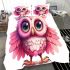 Cute pink owl with big eyes bedding set