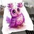 Cute pink owl with big eyes bedding set