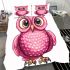 Cute pink owl with big eyes clipart bedding set