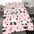 Cute pink pattern with hearts pandas and the word love bedding set