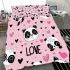 Cute pink wallpaper with hearts bedding set