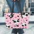 Cute pink wallpaper with hearts leather tote bag