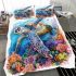 Cute sea turtle swimming in the ocean bedding set