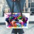 Cute shih tzu dog wearing rainbow sunglasses leather tote bag