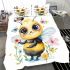 Cute watercolor baby bee with big eyes bedding set