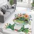 Cute watercolor cartoon frog with glasses and flowers area rugs carpet