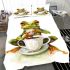 Cute watercolor green frog drinking coffee bedding set