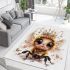 Cute whimsical happy smiling baby bee wearing a beautiful area rugs carpet
