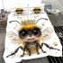 Cute whimsical happy smiling baby bee wearing a beautiful bedding set