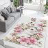 Cute white bunnies with pink flowers area rugs carpet