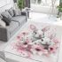 Cute white bunnies with pink flowers area rugs carpet