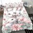 Cute white bunnies with pink flowers bedding set