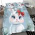 Cute white bunny with blue eyes and pink ears bedding set