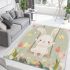 Cute white rabbit sitting on the swing area rugs carpet