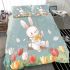 Cute white rabbit sitting on the swing bedding set