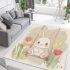 Cute white rabbit sitting on the swing area rugs carpet