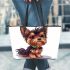 Cute yorkshire terrier in the style of digital cartoon leather tote bag