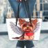 Cute yorkshire terrier with angel wings and heart leather tote bag