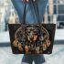 Dachshund dogs and dream catcher leather tote bag