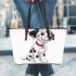 Dalmatian puppy cartoon character leather tote bag