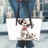 Dalmatian puppy cartoon character leather tote bag