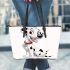 Dalmatian puppy cartoon character leather tote bag