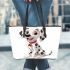 Dalmatian puppy cartoon character leather tote bag