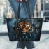 Darkness tiger and dream catcher leather tote bag