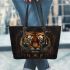 Darkness tiger and dream catcher leather tote bag