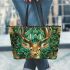 Deer from the front view with antlers leather totee bag