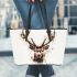 Deer head with antlers leather totee bag