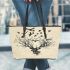Deer head with birds leather totee bag