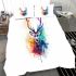 Deer head with colorful watercolor splash behind bedding set