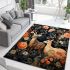 Deer in floral garden scene area rugs carpet