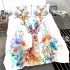 Deer with colorful flower horns bedding set