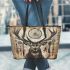 Deer with dream catcher leather tote bag