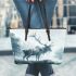 Deer with huge antlers leather totee bag