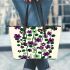 Flowers in the style of marano k electronic music Leather Tote Bag, Totes, Crossbody, Purse: Bag Gift Idea for Girlfriend, Sitter, Birthday, Women ,Daughter, Mama, Ladies