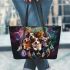 Dogs and cats smile with dream catcher leather tote bag