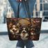 Dogs and cats smile with dream catcher leather tote bag