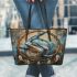 Dolpin smile with dream catcher leather tote bag