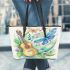 Dragonflies and guitar and music notes in spring Leather Tote Bag