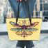 Dragonfly with swirls and filigree leather tote bag