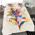 Drawing of an abstract flower design with colorful lines and shapes bedding set