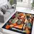 Dynamic abstract geometric composition in orange and blue area rugs carpet