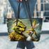 Eagle and yellow grinchy smile toothless like leather tote bag