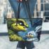 Eagle and yellow grinchy smile toothless like rabbit toothless leather tote bag