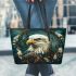 Eagle smile with dream catcher leather tote bag