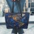 Earth map with dream catcher leather tote bag